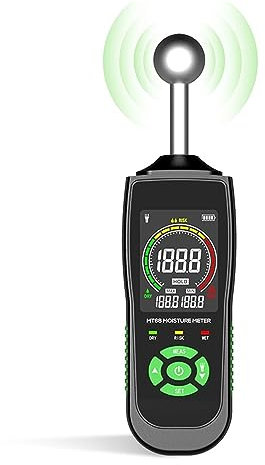 Misuratore di umidità, Misuratore di umidità del legno digitale MT68 Rilevatore di umidità del legno senza contatto Schermo LCD Igrometro Allarme Tester di umidità Rilevatore di sfere