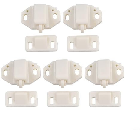 Lot de 5 loquets de porte d'armoire à double rouleau, plaque de gâche à ressort avec loquet en plastique ABS pour meubles de construction, pour placard