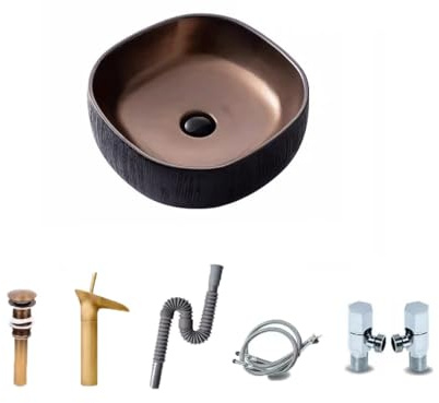 Lavandino da bagnoLavandino del bagno, lavabo da appoggio quadrato in ceramica, lavabo creativo per la casa, lavabo singolo, lavabo da appoggio per balcone, un colore B, un colore B