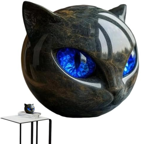 Zankie Escultura De Piedra De Gato-Negro De Lujo: Elegante Decoración para El Hogar, Cristales Tallados A Mano Y Piedras Curativas, Estatuas De Gato para Amantes De Los Gatos.