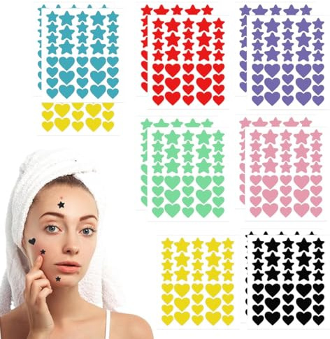 COYUN 504 Piezas Parches para Acné, 2 Tamaños Acné Parches Estrella Impermeable Hidrocoloides Pimple Patch con Aceite Árbol De Té y Ácido Salicílico Pimple Patches Diurno y Nocturno