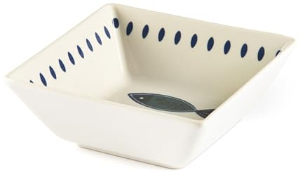 Excelsa Ocean, Set mit 6 Schalen aus Keramik, 13 x 13 cm, Dekoration Fische blau