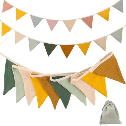 2 Stück Wimpelkette Outdoor, 2.6M Wimpelkette Stoff Outdoor für Geburtstag Hochzeit Fasnachtsdeko