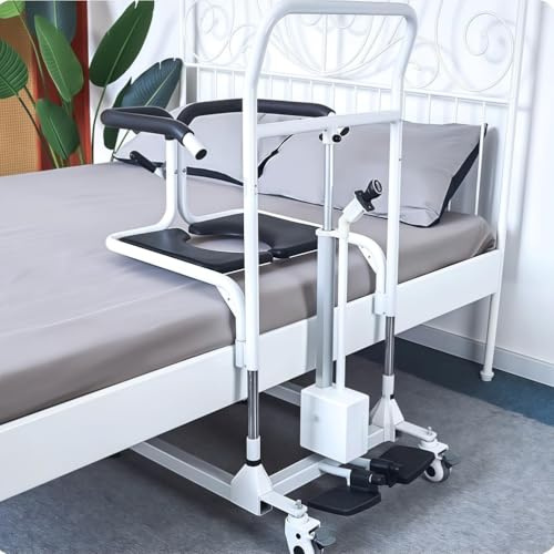 Elektrischer Patienten-Hebestuhl, tragbarer Transfer-Duschstuhl mit Rollen, 180° geteilter Sitz, Transportrollstuhl für ältere Menschen und Behinderte
