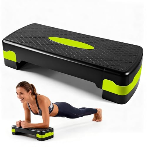 Plateforme d'exercice d'aérobic, stepper de fitness pour la maison et la salle de sport, 2 niveaux de niveaux réglables (10,15 cm), poids, cardio, yoga, entraînement, équipement parfait pour les