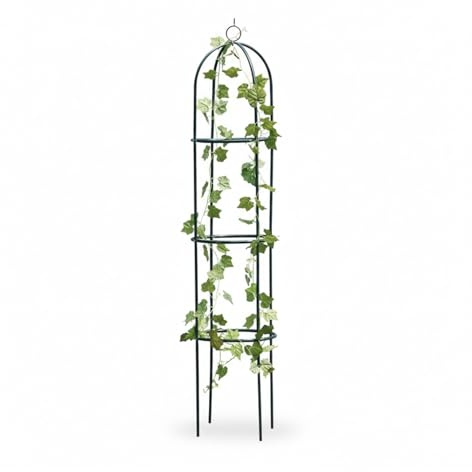 Telaio di supporto per piante rampicanti in metallo, 1,9 m, facile da montare, nero (confezione da 1/2 pezzi) (obelisco da giardino singolo)