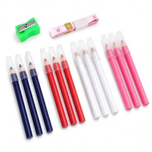 XLTXWD 14PCS Fabric Chalk, Sewing Chalk, Tailors Chalks Set with Pencil Sharpener & Ruler