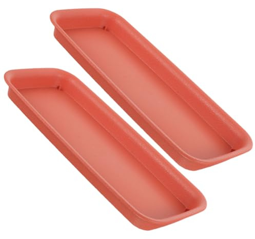 Sottovaso Rettangolare in Plastica per Vasi da Fiori, 2 Pezzi Rosso | Vassoio Raccogligocce, Previene Fuoriuscita Terra e Acqua, Facile Spostamento