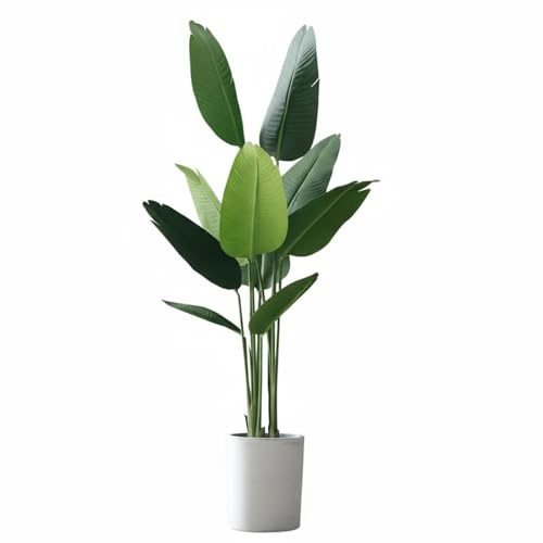 Baoblaze Decorative Greenery Planta Decorativa Palma Viajera Artificial de Interior Maceta Compacta Hojas con Textura Natural sin Riego Ni Adecuada para Salón, 1.6M, Palma Viajera+Cilindro