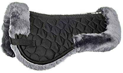 HKM - Cuscino per Sella in Vera Pelliccia di Agnello, Colore: Blu Fumo
