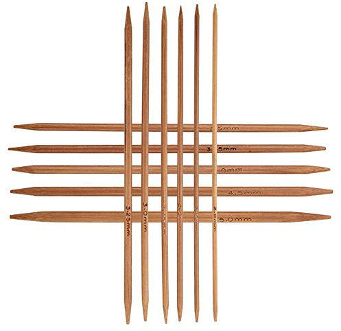 Hilitand Set of 11 Knitting Needles Set Bamboo Single Pointed Knitting Needles Carbonized Bamboo Double Pointed Needles Set in 11 Sizes (5.1in/13cm) Knitted Suit for DIY Crafts