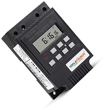 SUPERTOOL Programmable Digital Timer, TM616 Digital Electrical Timer Plug Socket with LCD Display for Lights, 24 Hours / 7 Days A Week Programmable (Black,110V)