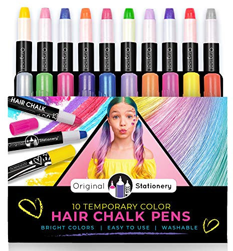 Original Stationery 10 Haarkreide-Set für Kleine und Große Mädchen Geschenke Allergenfreie Haarfärbestifte, Haarkreide Kinder Auswaschbar Ungiftig Kindergeburtstag Geschenke
