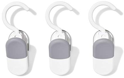 OXO 13286900 Good Grips - Juego de 3 colgadores de clip, plástico, color blanco