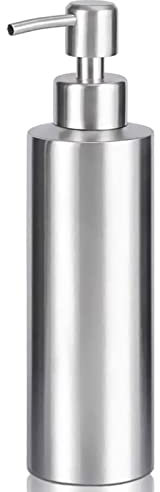BabyElf Seifenspender aus Edelstahl, 350ml Seifenspender Bad mit Glatt Pumpe aus Edelstahl, Spülmittelspender für Küche, Shampoo, Duschgel, Waschmittel, Handseife, Bad（Silber）
