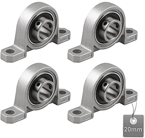 EXLECO 4 Stücke Gehäuselager, 20mm Stehlager Set, Lagerbock, Zinklegierung | Wellenlager, Flanschlager für Achse Welle Maschine, 3d - Drucker (KP004)