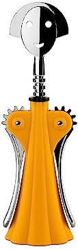 Alessi Anna G. AM01 DY - Design Corkscrew, in Thermoplastic Resin and Chrome-Plated Zamak, Yellow