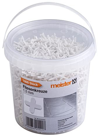 Meister Croci per piastrelle, 1,5 mm, pratico set da 1800 pezzi, in polipropilene resistente, bianco, accessori per piastrelle, aiuto per piastrelle, croci per fughe, 4426950