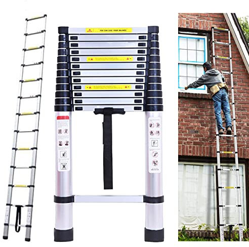 Aluminum Extension Straight Ladder 16.4FT Non-Slip Extending Attic Loft Ladder, Lightweight Folding, 13 Steps, 150Kg/330lb Load Capacity