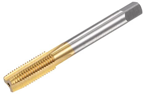sourcing map Gewindebohrer M10 x 1,25mm Rohrgewindeschneider M35 HSS Einschnittgewindebohrer Linksgewinde Titanbeschichtung Maschinengewindebohrer für Elektrisch Bohrer Fräser Industrie