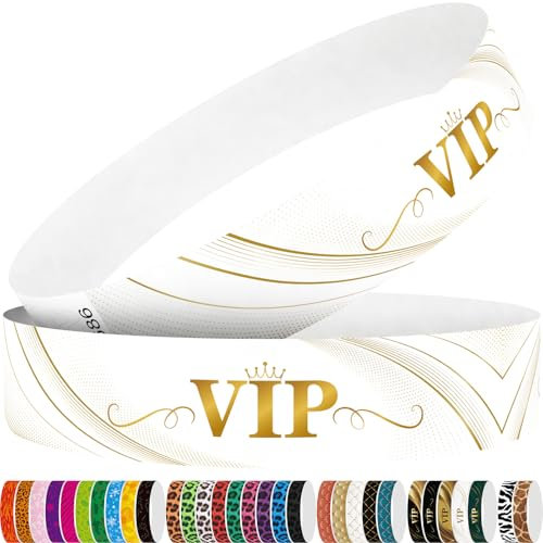 Infinite VIP Armbänder – Tyvek-Armbänder (250 Stück) für Veranstaltungen, Partys & Konzerte (VIP Weiß)