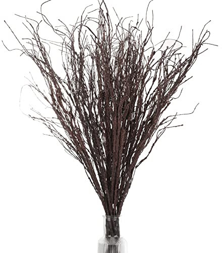 20 Stück 80 cm Halloween lockige Weidenzweige lebensechte getrocknete künstliche Zweige biegbare Eisendraht Baumzweige für Dekoration Zweige und Zweige für Vasen dekorative Sticks für Handwerk Zuhause Hotel