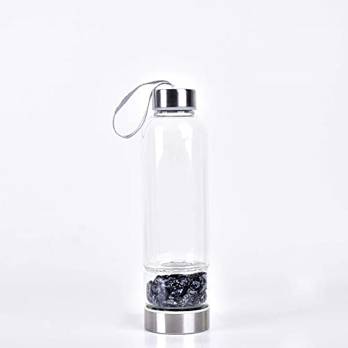 SAHKGYE 400 Ml Gemma Bottiglie d'Acqua di Cristallo di Quarzo Curativo Elisir Naturale Elixir Point Reiki Crystal Gem Bottiglia d'Acqua Infusa Bottiglia d'Acqua con Pietre Preziose