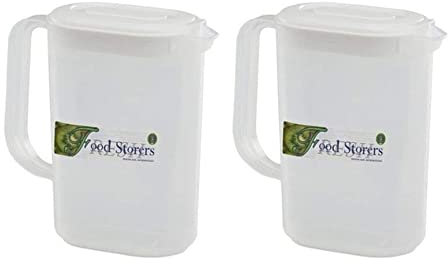 PHG Durable Fridge Door Jug With Lid | BPA Free Pitcher Set | Dishwasher Safe Measuring Jug | Airtight Systema | 1.5 Litres (Pack of 2)