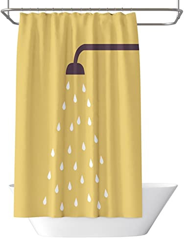 Aotiwe Textil Duschvorhang Waschbar, Duschy Duschvorhang Duschkopf Gelb Polyester 180X200cm mit Duschvorhängeringen
