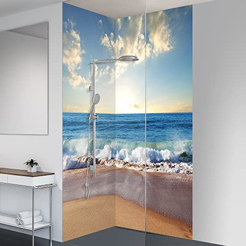 yourplate Duschrückwände mit individueller Größe (2 Rückwände – Premium Matt – so04) – Duschrückwand Alu mit Feuchtigkeitsschutz – Rückwand Dusche zur einfachen Montage