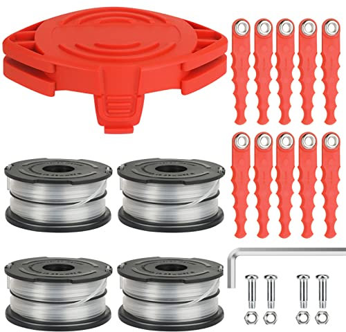 Eyoloty DF-065 Replacement Trimmer Spool and Head Blades Compatible with Black Decker GH710 GH700 GH750 String Trimmers,DF-065-BKP Replacement Head with Pre-Wound 0.065 36Ft Auto-Feed Line (24 Pack)