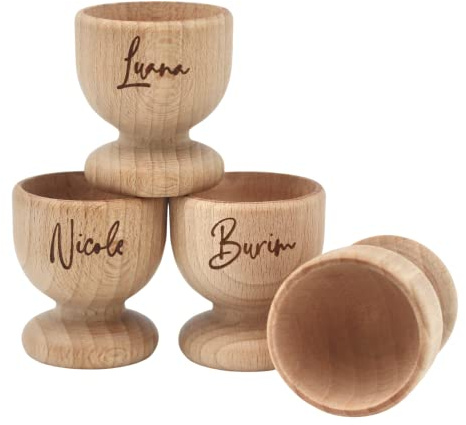 Personalisierter Eierbecher aus Holz mit Name Eierbecher graviert Frühstück Eierhalter Holz personalisiert Ostergeschenk, Osterdeko, Gastgeschenk Ostern, Geschenk für Kinder, Familie & Mitarbeiter