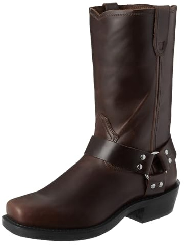 ENWIND Hommes Cuir Bottes Équitation Moto Chevalier Mi-Mollet Bout Carré Western Cowboy Biker