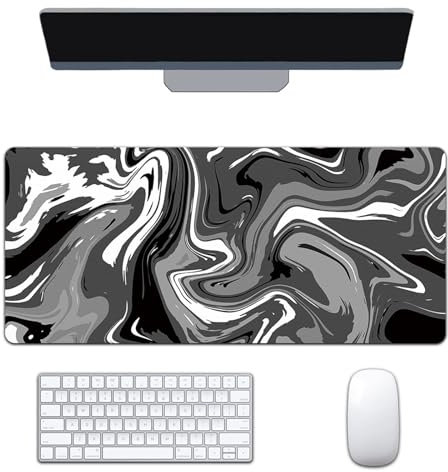 Heiqlay Mauspad XXL, 900x400mm Mauspad Gaming, Mousepad mit Vernähten Kanten, Mauspad Groß mit rutschfeste Unterseite, Verbessert Präzision, Schreibtischunterlage für PC Laptop (Schwarz Grau)