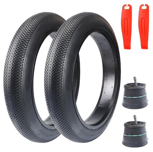 GRELiving 2 x Fatbike Reifen 20/24/26x3.0 Heavy Duty E-Bike Reifen mit 2 dicken Schläuchen 24x3.0 AV32mm (20x3.0)