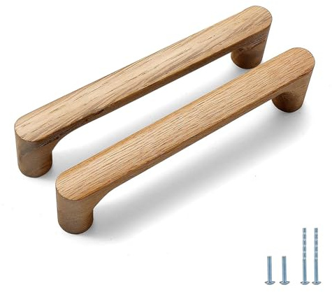 Evionlin Burlywood Schubladengriffe aus Holz, rund, 12,7 cm, 2 Stück, für Schränke, Küchenschränke, Schubladen, Schranktüren