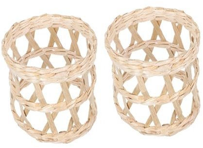 WATIIFUFU 4 Stück Strohvasen-set Korbhülle Abdeckungen Für Glaswaren Ärmel Für Kaffeetassen Rattan-brille Strohhalme Für Trinkgläser Tasse Isolierhülse Geflochtener Pflanzenkorb Gras