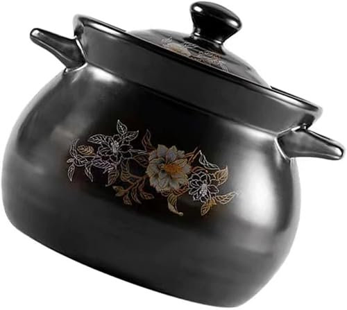 Casserole à soupe, ragoût, cocotte en porcelaine à motif floral, pour cuisson à la vapeur pour la maison, les œufs, la crème pâtissière, le four en céramique de 1,8 l