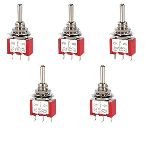 Lot de 5 interrupteurs à bascule miniatures unipolaires à deux directions ON-OFF-ON/ON-ON 120 VCA 6 A 1/4 pouce de montage MTS-102 103(MTS-103 5PCS)
