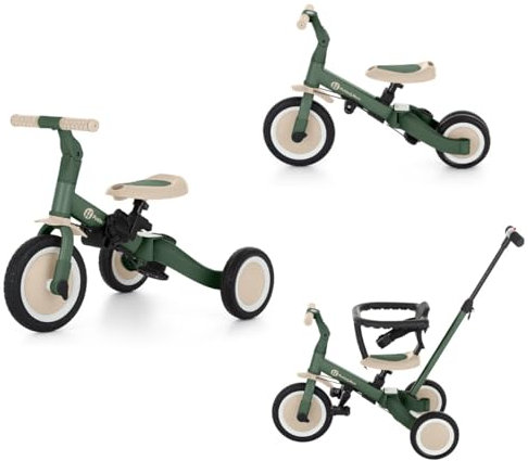 PETITE&MARS Multifunktionales 5-in-1-Dreirad Turbo * Fahrrad * Dreirad * Laufrad * Rutschauto * Lauflernfahrzeug (Misty Green)