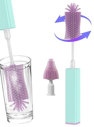Setauoo Elektrische Babyflaschenbürste - Silikon Automatischer Flaschenreiniger - Leistungsstarke, zeitsparende Reisewasserflaschenbürste für Schnabeltasse, Sportflaschen