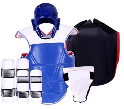 Ronyme 5 Piezas de Equipo de protección de Taekwondo, protección Completa, Conjunto de protección de Pecho de Taekwondo Engrosado, Equipo de de, XL
