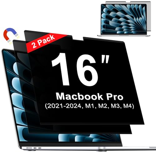 ZOEGAA Magnetic Privacy Screen for Macbook Pro 16 Inch (2021-2024, M1, M2, M3, M4), Removable Laptop Privacy Screen Protector, Anti Blue Light Glare Filter for Mac Pro 16.2 Laptop Computer