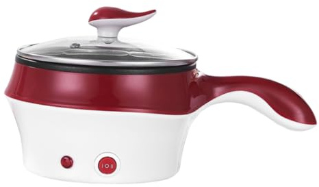 WEKADRIN 1pieza Olla Eléctrica Multifuncional Antiadherente De Acero Inoxidable Para Cocción Casa y Cocina Color Vino Con Tapa