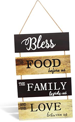 HAWILLOSCH Colgante De Pared De Madera Decoración Rústica Estética De La Colgante Cartel Familiar Básculas De Cocina Digitales Decoración Del Hogar De Estaño Básculas De Cocina