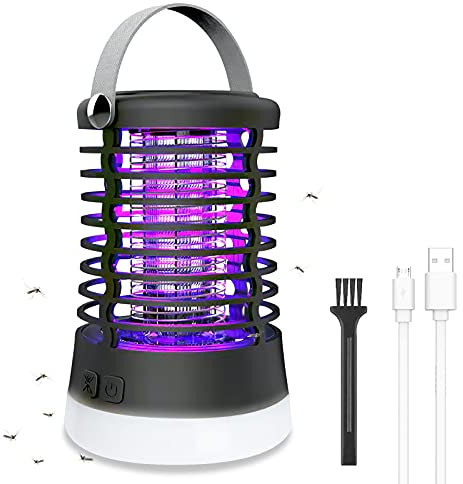 Lampe Anti Moustique, 3 en 1 Lampe Anti Mouche Électrique 2200mAh USB Rechargeable Piège à Moustiques, 3 Modes Tuer la Piège à Moustiques IP66 pour l'intérieur et l'extérieur
