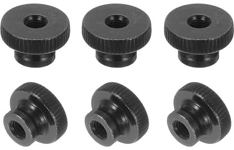 sourcing map 6Pcs Knurled Thumb Nuts, M6x12mm Carbon Steel Nut Iron Round Knobs Fasteners High Head Through Hole Hand Screw Nut for 3D Printer Part, Black