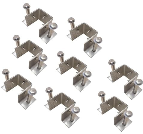 3 Sided Post Base 1x1 2x2 - Railing Repair Kits/Fence Post Base/Mailbox Posts Anchor for Garden, Patio, Deck Roof - U-Channel Surface Mount Post Base 2 4 6 8 Pack(8pcs,31x31x60mm/1.2x1.2x2.4in)