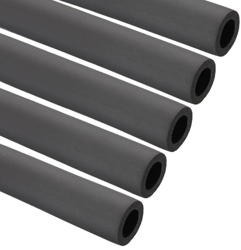 PATIKIL 1(25mm) ID x 6Ft Pipe Insulation Foam Tube, 5Pcs Pipe Cover Wrap Roll Bar Padding Tubing for Handle Grip HVAC Outdoor Air Conditioner Units, Black