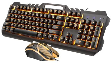 LOORGVEL Tastiera e Mouse da Gioco Retroilluminati Rgb Set Foro Drenaggio Anti-schizzi per Ufficio e Gaming, Accessori USB PC Alte Prestazioni, Design Professionale e Semplice